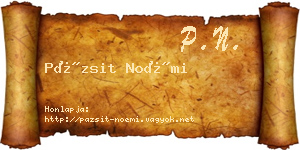 Pázsit Noémi névjegykártya